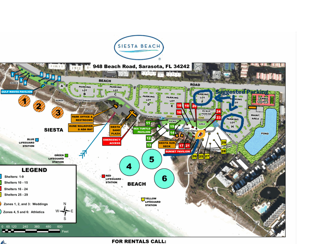 Siesta Beach Facility Map
